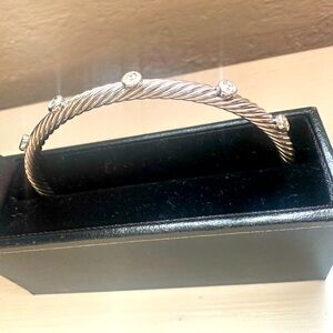 14k White Gold Bangle with diamonds